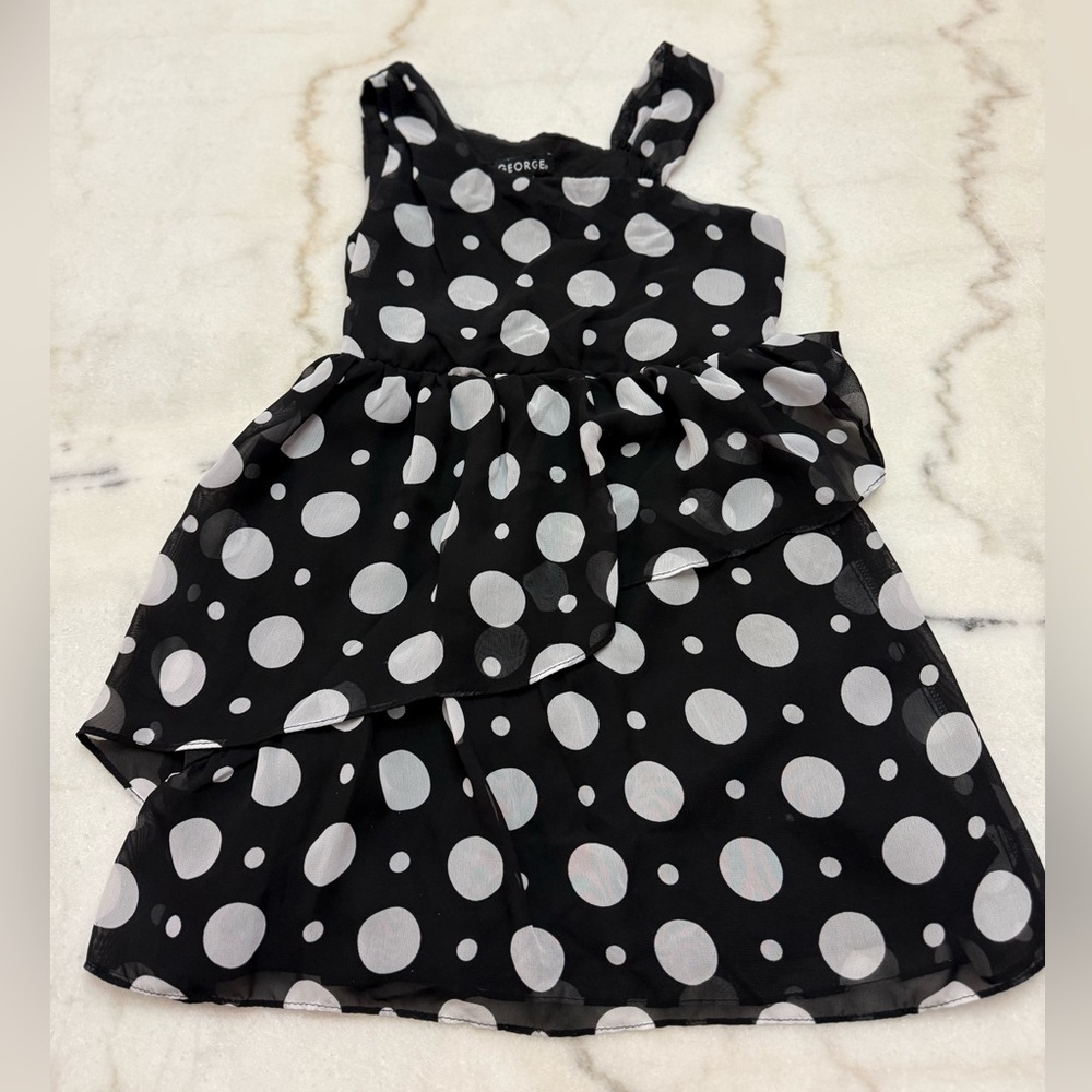 George Black and White Polka Dot Kids Dress